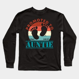 Vintage Promoted to Auntie 2021 new Aunt gift Auntie Long Sleeve T-Shirt